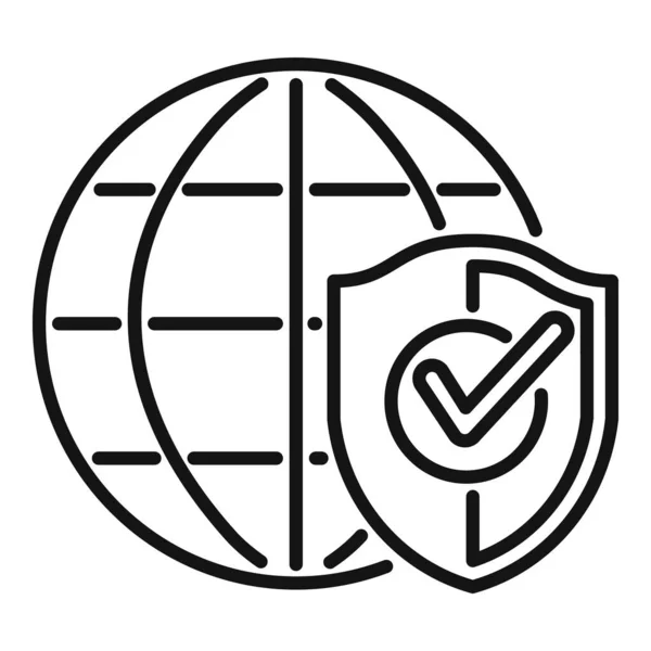 Wereldwijd Ssl Certificaat Icoon Omtrek Vector Veilige Gegevens Veiligheidsnet — Stockvector