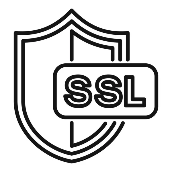 Вектор Контура Значка Ssl Сертификата Безопасные Данные Безопасность — стоковый вектор