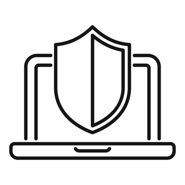 Laptop Ssl Zertifikat Symbol Umrissvektor Sichere Daten Sicherheitsnetzwerk — Stockvektor