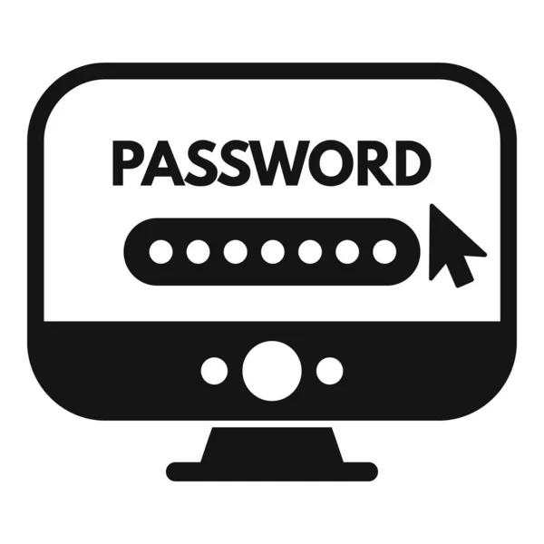 计算机密码保护图标简单矢量 私人视频 更改重置 — 图库矢量图片