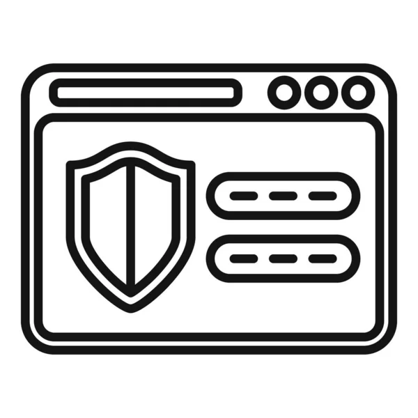 Web Passwort Schutz Symbol Umrissvektor Persönliches Konto Laptop Bildschirm — Stockvektor