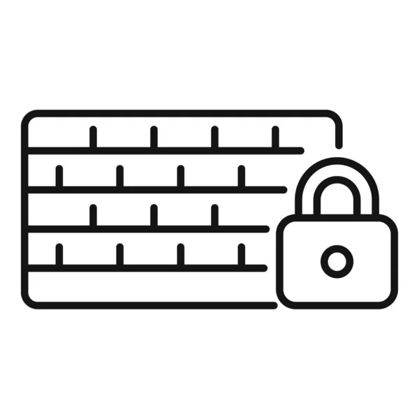 墙壁密码保护图标轮廓矢量 个人手机 App Cyber — 图库矢量图片