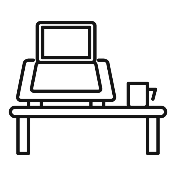 Ergonomic Laptop Lugar Ícone Contorno Vetor Sente Postura Trabalho Correto — Vetor de Stock