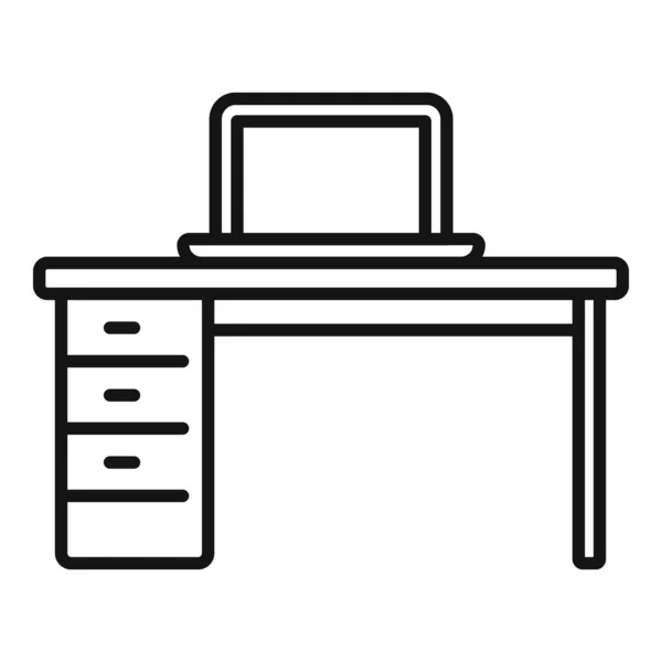 Bureau Bureau Icône Contour Vecteur Assieds Toi Position Travail — Image vectorielle
