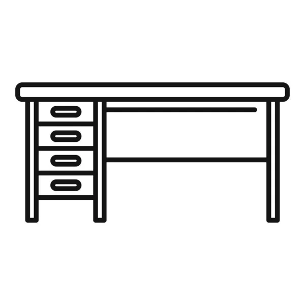 Umrissvektor Für Bürotisch Symbole Sitzhaltung Richtige Position — Stockvektor