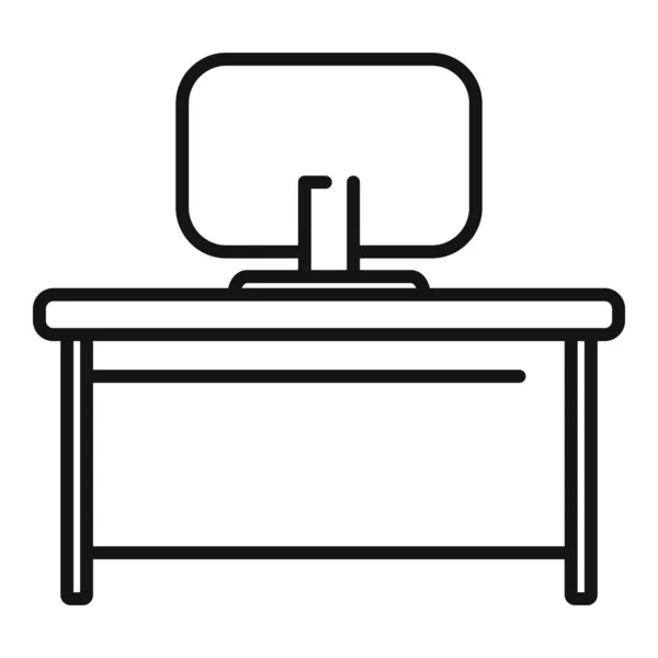 Home Desk Ícone Contorno Vetor Escritório Local Trabalho Posição Correcta — Vetor de Stock