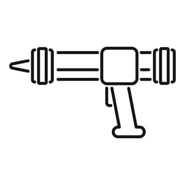 Silikon kabuk tabancası ikonu ana hat vektörü. Yapıştırıcı tüpü. Silikon tabancası