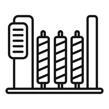 İplik simgesi dış hat vektörünü çalıştır. Pamuk makinesi. Endüstri kumaşı