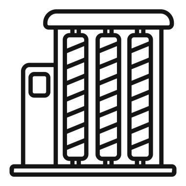 Pamuk ikonu ana hatları vektörü yerleştir. Dikiş fabrikası. Yün dokuma tezgahı