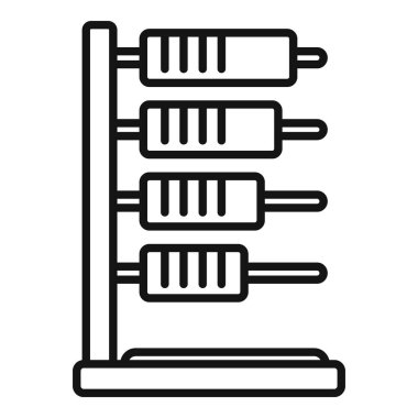 İpek bobine ikon ana hatları vektörü. Fabrika pamuğu. Tekstil kumaşı