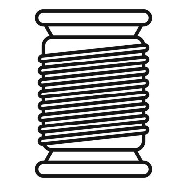 İplik bobininin ikon ana hatları vektörü. Pamuk dikiş. Kumaş tezgahı