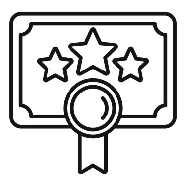 Diploma ikonu ana hatları vektörü sıralanıyor. En iyi yıldız. İlk zafer