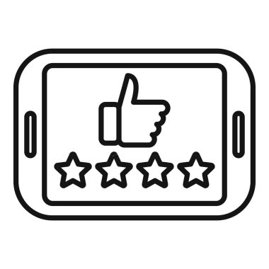 Tablet ikon ana hatları vektörü sıralaması. Madalya ödülü. Üstten kazan