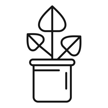 Kapalı alanda bitki ikonu taslak vektörü. Ev yaprağı. Orman bitkisi