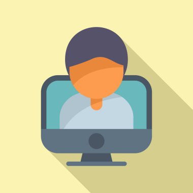 Çevrimiçi marka büyükelçisi ikon düz vektör. Sosyal medya. Strateji hediyesi