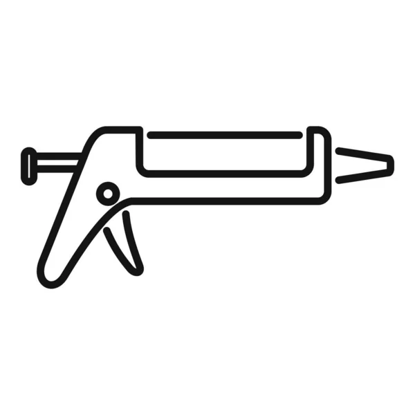 Industria Silicona Calafateo Pistola Icono Contorno Vector Tubo Pegamento Construcción — Vector de stock