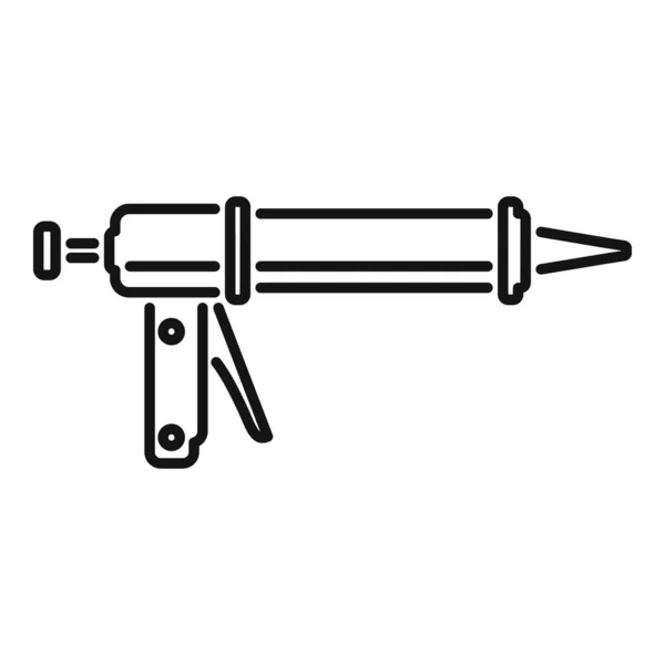 Icono Pistola Artesanal Contorno Vector Tubo Silicona Silicona Construcción — Vector de stock