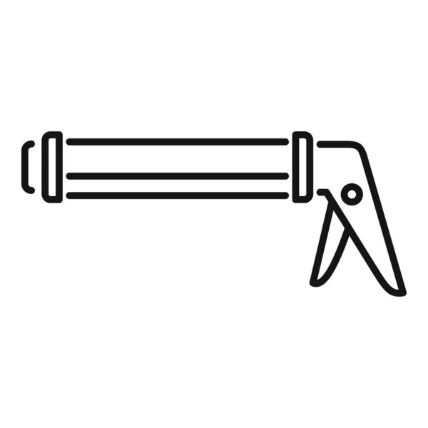 Pistola Acciaio Icona Contorno Vettore Tubo Silicone Isolamento Schiuma — Vettoriale Stock