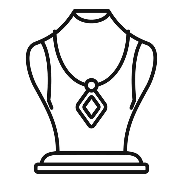 Model Biżuteria Manekin Ikona Zarys Wektor Biust Mody Perła Kolczykowa — Wektor stockowy
