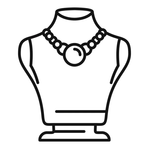 宝石バストアイコンアウトラインベクトル ファッションチェーン ダイヤモンドリング — ストックベクタ