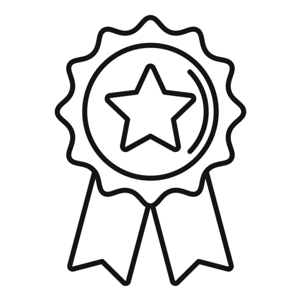 Classifica Emblema Icona Contorno Vettore Medaglia Oro Vincitore Del Trofeo — Vettoriale Stock