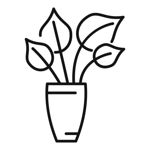 Vektor Obrysu Květináče Džungle Doma Zahradní List — Stockový vektor