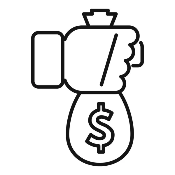 Money Bag Value Icon Outline Vector Core Purpose Company Customer — Stock Vector