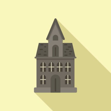 Vampir ürpertici ev ikonu düz vektör. Dehşet verici. Cadı korkusu