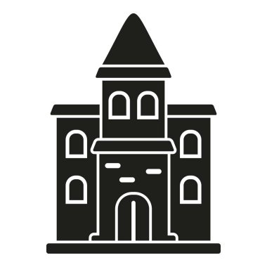 Ev ürkütücü ikon basit vektörü. Korkunç bir geceydi. Ev perili