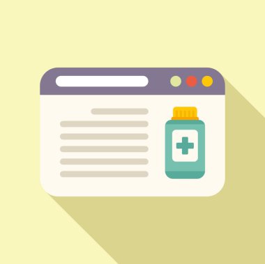 Web bilgi hapları ikonu düz vektör. Çevrimiçi tıbbi danışmanlık. İlaç kliniği