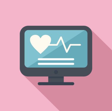 Kalp monitörü ikonu düz vektör. Tıbbi hasta. Cep telefonu servisi