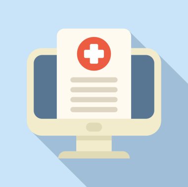 Tıbbi bakım ikonu düz vektör. Tıbbi bir hasta. Servis sohbeti