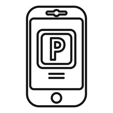 Telefon ücretli park ikonu ana hatları vektörü. Uzay parkı. Geçit bölgesi
