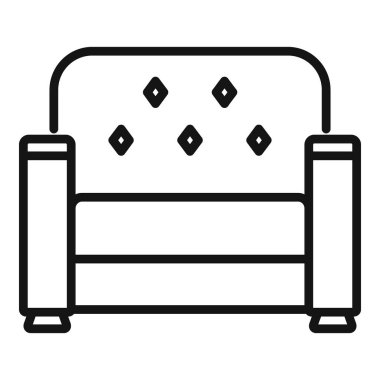 Koltuk rahatlama ikon ana hatları vektörü. İç mobilyalar. Modern kişi