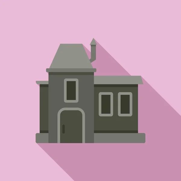 山令人毛骨悚然的房子图标平面矢量 可怕的鬼魂女巫的恐惧 — 图库矢量图片