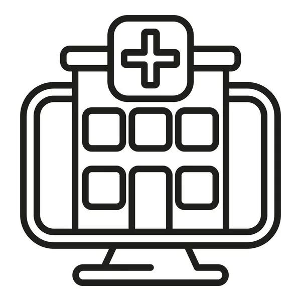 Icône Hôpital Ligne Contour Vecteur Patient Médical Service Mobile — Image vectorielle