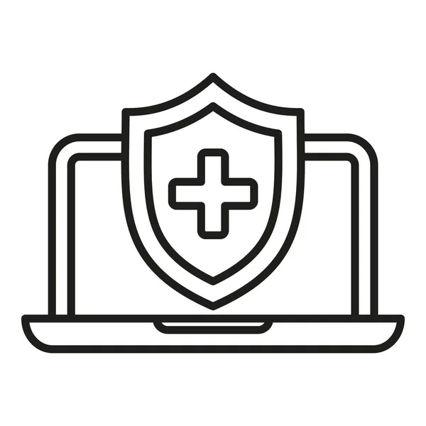 Gesicherte Medizinische Laptop Symbol Umrissvektor Medizindoktor Gesundheitswesen — Stockvektor