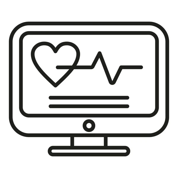 Vector Contorno Icono Monitor Corazón Paciente Médico Servicio Móvil — Archivo Imágenes Vectoriales