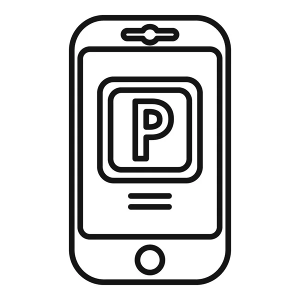 Telefono Pagamento Parcheggio Icona Contorno Vettore Parco Spaziale Zona Accesso — Vettoriale Stock