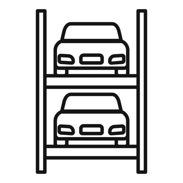 Estacionamiento Vertical Icono Contorno Vector Camión Espacial Zona Transporte — Vector de stock
