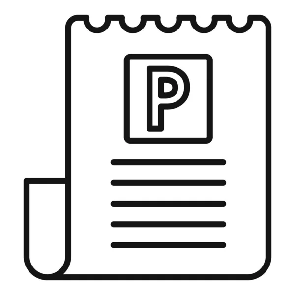 Paid Parking Bill Paper Icon Outline Vector — 스톡 벡터