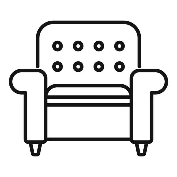 客厅皮革扶手椅图标轮廓矢量 房间内部 索法放松点 — 图库矢量图片