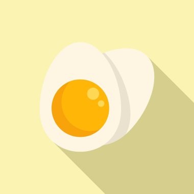 D vitamini haşlanmış yumurta ikonu düz vektörü. Yemek güneşi. Cilt diyeti