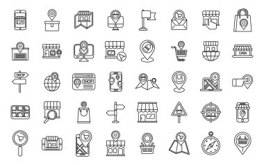 Yer belirleme simgelerini kaydet. Ofis yolculuğu. Alan haritası