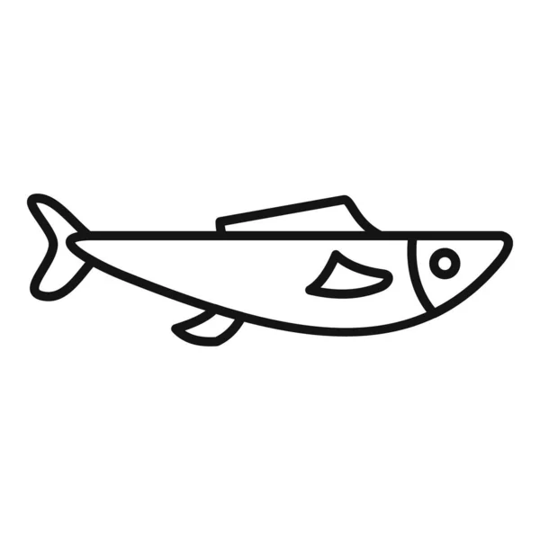 鱼维生素D图标勾勒病媒 食品营养 膳食皮肤 — 图库矢量图片