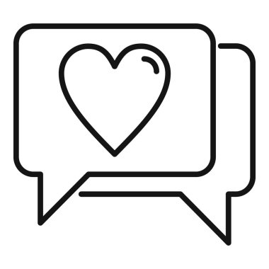 Sohbet ikonu dış hat vektörüne odaklan. Sosyal güven. Ana grup