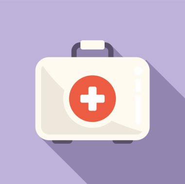 İlk yardım çantasının düz vektörü. Tıbbi hastalık. Doktor Hastanesi