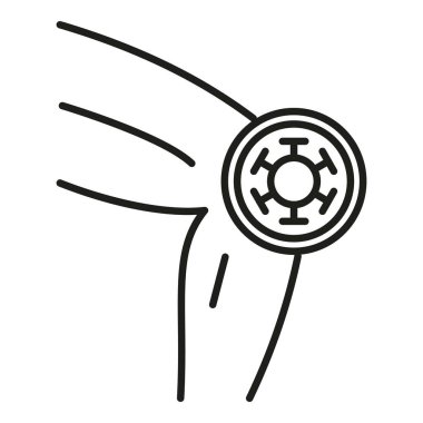 Diz ağrısı ikonu ana hat vektörü. Tıbbi hastalık. Vücut doktoru