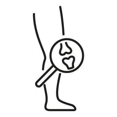 Diz ağrısı ikonu ana hat vektörü. Eklem hastalığı. Vücut doktoru