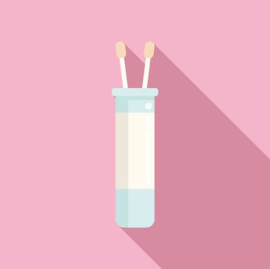 Burun temizleme çubuğu düz vektörü. Coronavirus testi. Klinik örneği